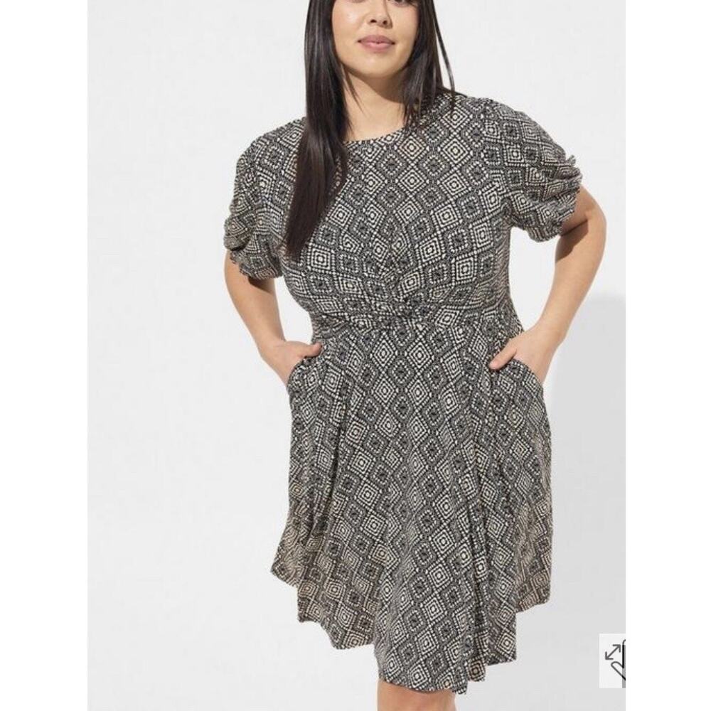 Torrid Mini Super Soft Balloon Sleeve A-line Dress sz 2X Comfort Everyday Wear